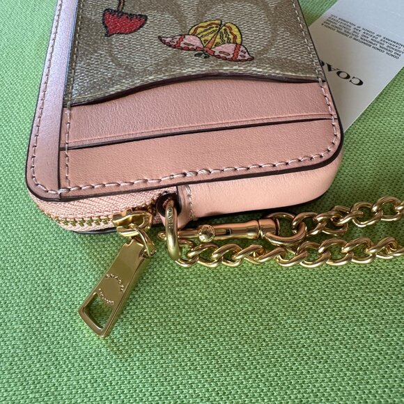 COACH X OBSERVED BY US ZIP CARD CASE:NWT LIGHT PINK/LIGHT KHAKI CU403 - Picture 7 of 12